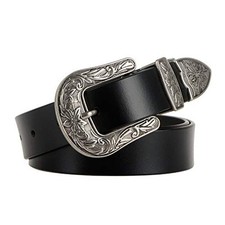 Women Leather Belts Ladies Vintage Western Suit Waist Size 28"-32" A-black