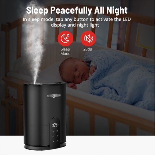 PARIS RHÔNE Cool Mist Ultrasonic Humidifier, 4L w/Humidstat, Black (Open Box) - Picture 5 of 7