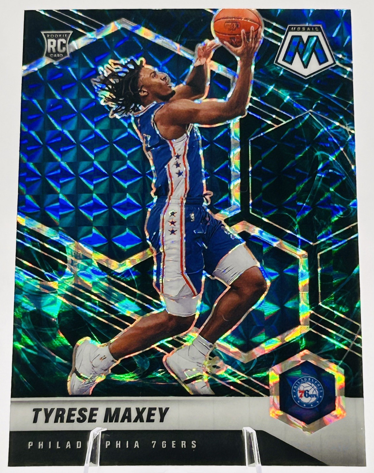 2020 Panini Mosaic Prizm Tyrese Maxey 76ers GENESIS #203 RC Rookie Card SP