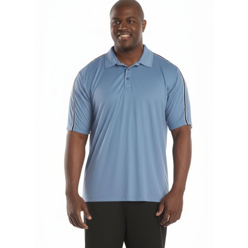Polo CATALYST uomo 7XB blu chiaro colletto a righe classico casual - Foto 2 di 8
