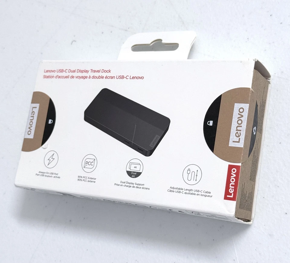 Base de viaje Lenovo 7 en 1 USB-C doble pantalla - 40B90000US - NUEVO Foto 3 de 4