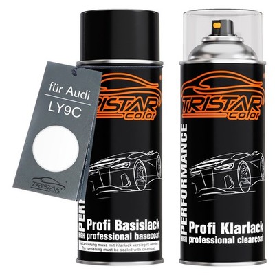 Autolack Spraydosen Set für Audi LY9C Ibisweiss Blanc Ibis Basislack Klarlack