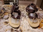 PAZZO "Zara BF" BROWN COTTON FABRIC Wrap-Up THONG OPEN TOE  SANDALS-Sz. 11M — photo 1