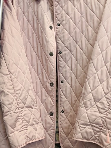 BURBERRY London Diamond Quilted Snap Jacket Pink Nova Check Lining Women’s Sz L - Picture 6 of 19