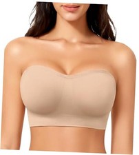 Strapless Bras for Women, Wireless Push Up Bandeau Bra, Seamless Padded Anti