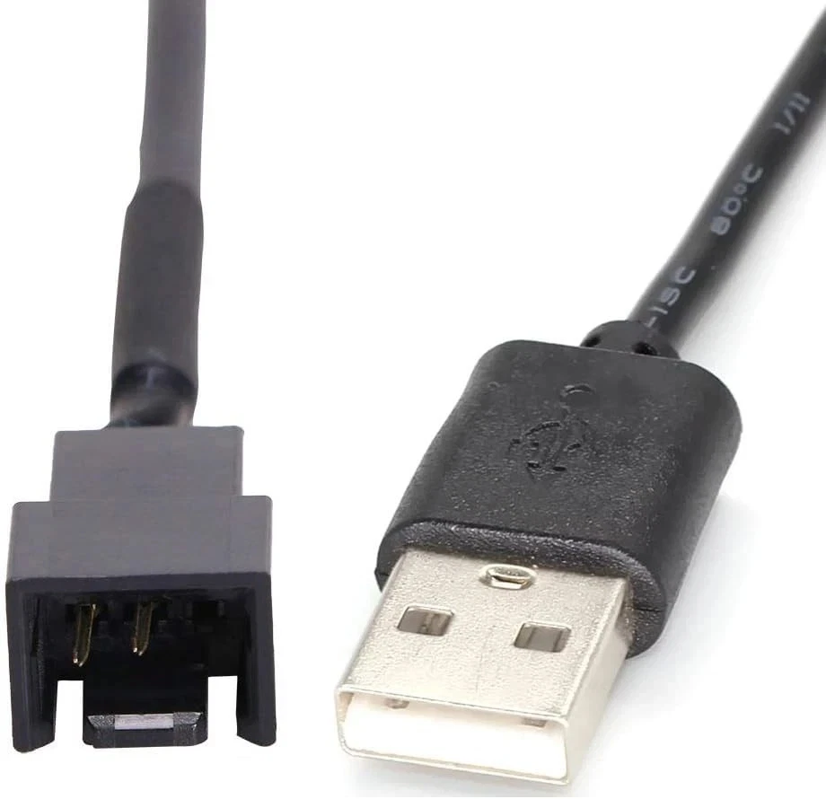 3pcs USB to 3pin/4pin PWM 5V Sleeve Fan Power Adapter Cable with Fan... - Image 3 of 4