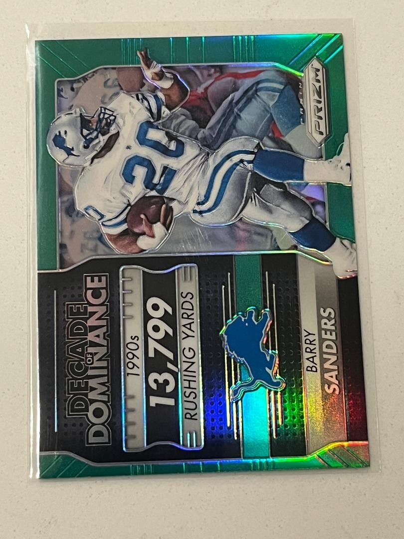 2016 Panini Prizm Green Prizms Decade Of Dominance 1990's Barry Sanders -LIONS-