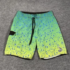 Pelagic Mahi Dolphin Fish Board Shorts Mens Size 32 Colorful Camo Cargo Pocket