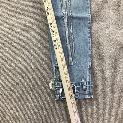 Guapi Jeans Mens 30 Rhinestone Skeleton Crystal Buckle Limited