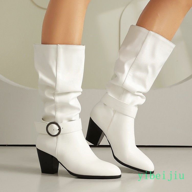 Mujeres Botas de media pantorrilla Cinturón Tacón Cubano Zapatos Informales Otoño Primavera Fecha Dama