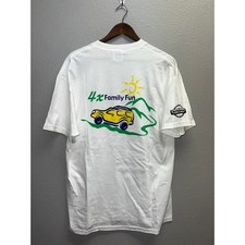 Vintage Nissan Shirt Car 4X Family Fun Promotional Promo White Graphic Tee 90s L