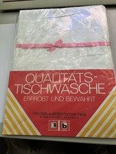 Tischdecke Tischw&auml;sche DDR VEB Oberlausitz mit Servietten Damast wei&szlig;160x100cm