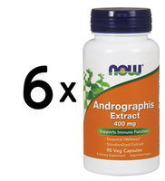 6 X NOW Foods Andrographis Extract, 400Mg - 90 Vcaps (266,50 Eur/Kg)