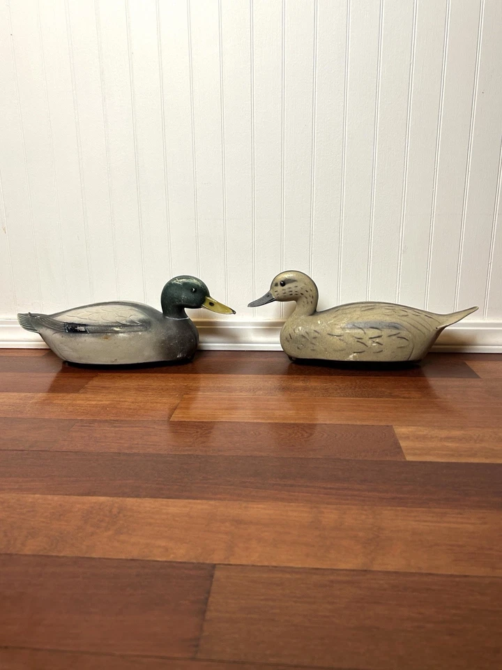 1954 Fairfax 14" Featherlite STM 55 Duck Decoy Set Of 2 Mallard - Hen and Drake - Image 2 of 4