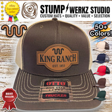Gorra de béisbol personalizada Trucker parche de cuero con cierre a presión King Ranch Texas Western