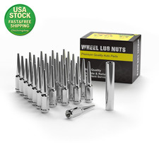 14X1.5 Spike Lug Nuts 32Pcs Closed End Chrome for Silverado Sierra Ram F250 F350
