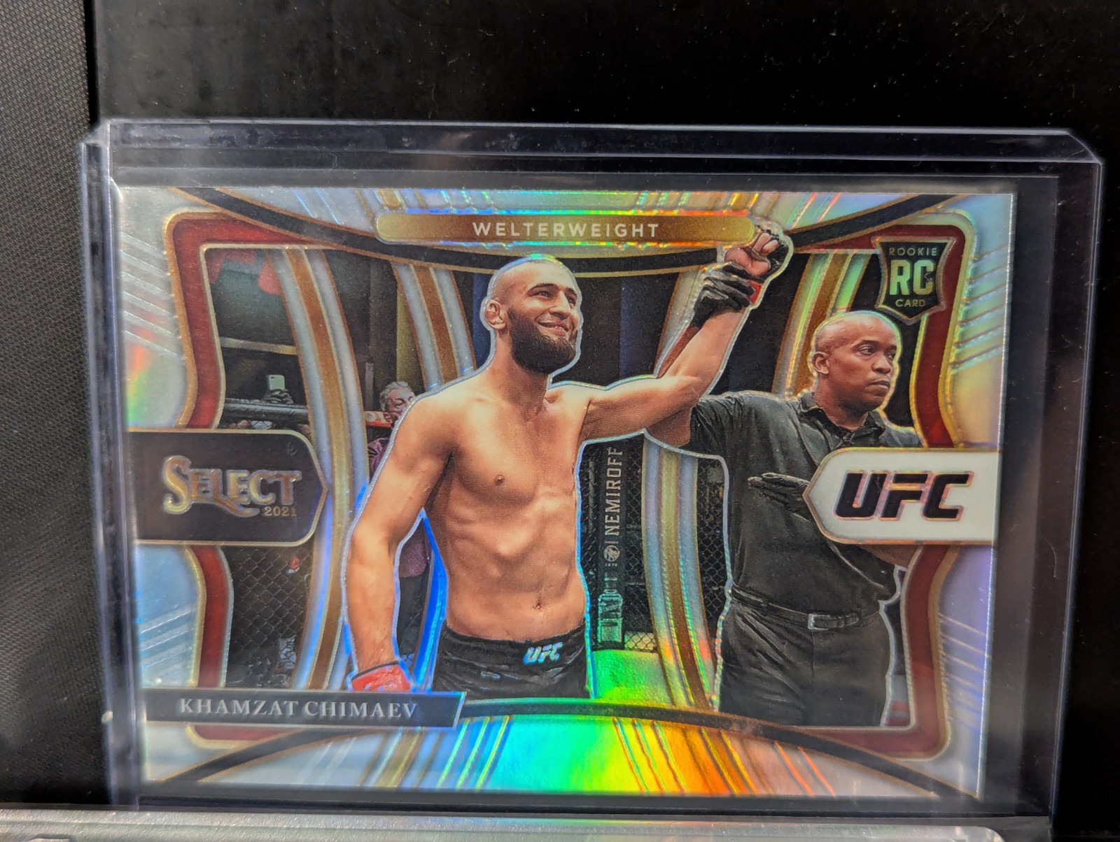 2021 Panini Select UFC Premier Level Khamzat Chimaev Silver Prizm Rookie Card!!!