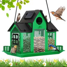 Solar Bird Feeders House for Outside Hanging, Metal Wild Bird Feeder for Outd...