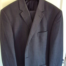 Burton Essential Grey Pinstripe Suit 2 Piece Long 44L 44in Chest 38L Trousers