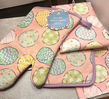 NEW HAPPY EASTER Kitchen oven mitt, Pot Hold & Towel Set. Home Collection.
