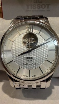 TISSOT Tradition Powermatic 80 Open Heart 40mm Silver Dial Stainless Steel Watch
