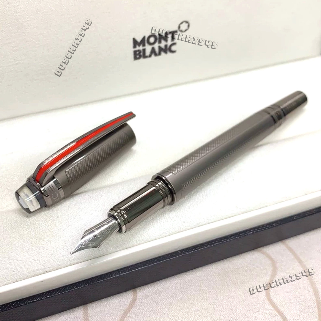 Montblanc Silver Guilloche Fountain Pen Executive Writing VIP Gift Rare