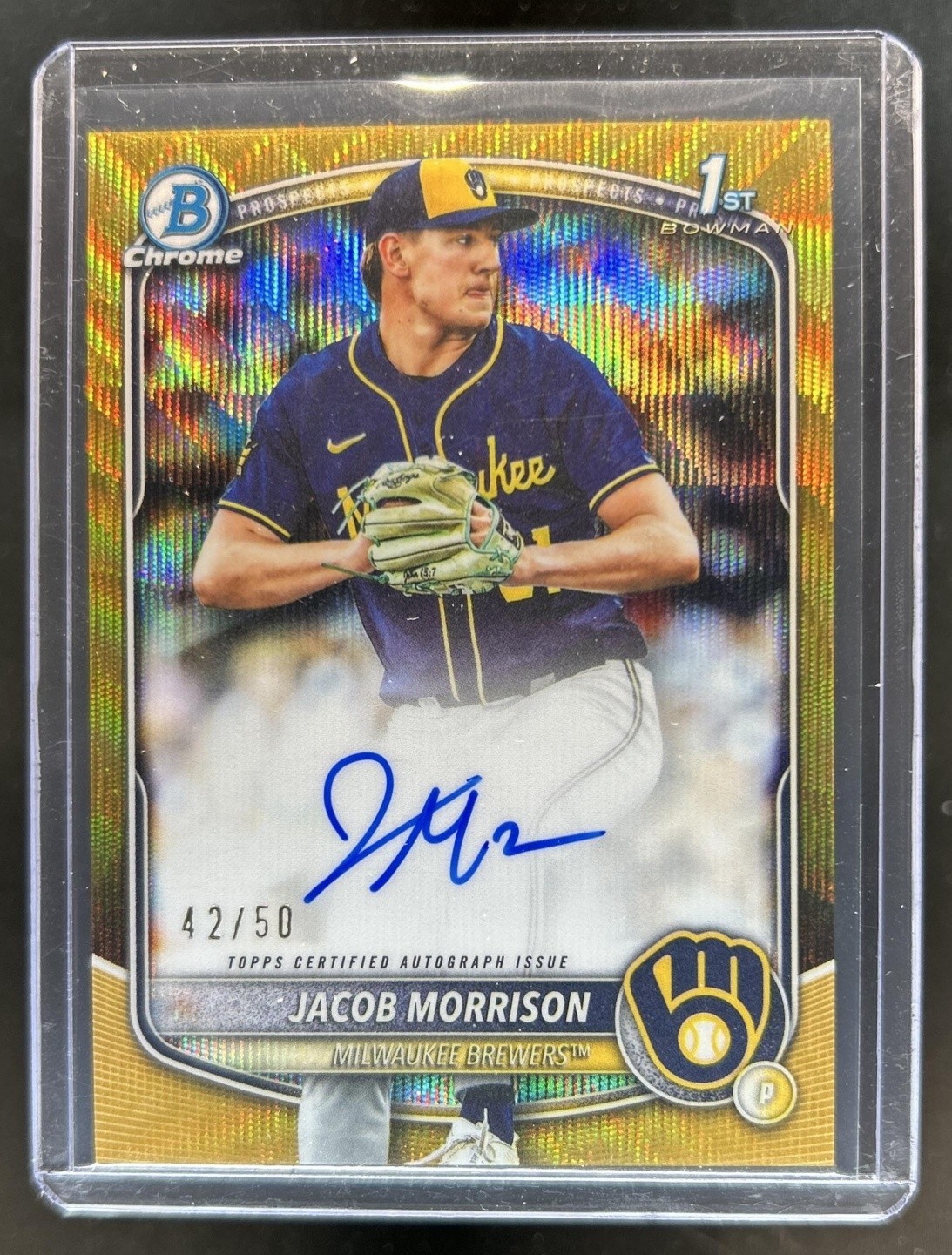 2025 Bowman Draft Jacob Morrison Chrome Auto Gold Wave Refractor 1st #/50