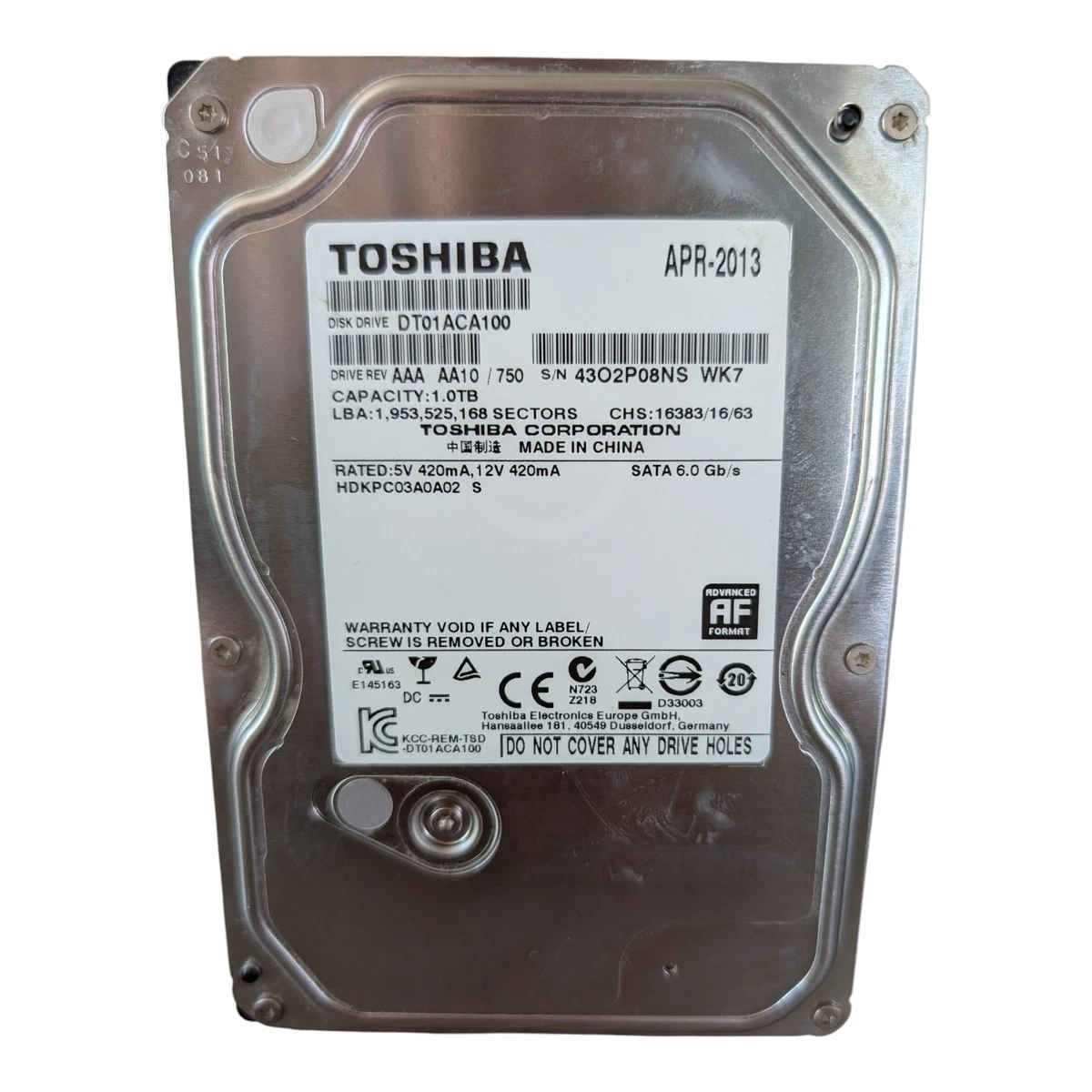 Toshiba SATA I 1 TB 3.5 in Form Factor Internal Hard Disk Drives