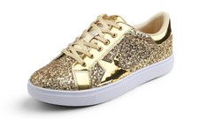 FEVERSOLE Women's Fashion Lace Up Dress Sneakers Sparkly Party Shiny Shoes...