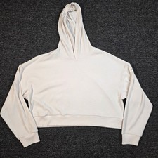 ALO Yoga Muse Hoodie Ribbed Sweatshirt XL Ivory Cropped Loungewear