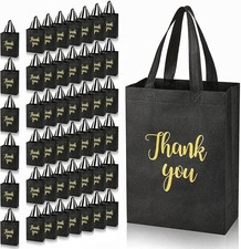 50 Pcs Thank You Gift Bags with Handles Bulk 10 x 8 x 4 Inch Reusable Non Wov...