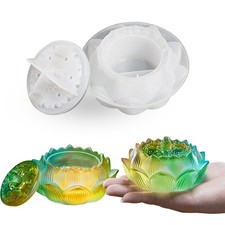 Storage Box Resin Molds, Lotus Jar Silicone Molds with Lid, Jar Epoxy Molds f...