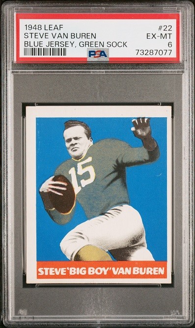 1948 Leaf #22 Steve Van Buren RC PSA 6 Eagles HOF blue jersey green sock