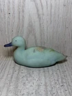 Fenton Glass Duck Figurine Blue Satin Debra Hill Signed