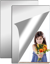 2-Pack 11.8"x7.8" Self-Adhesive Acrylic Wall Mirrors Frameless Bathroom Bedroom