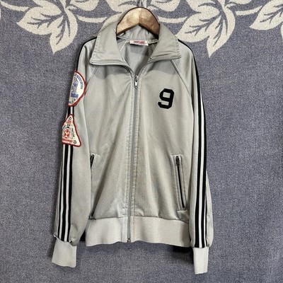 Vintage 1980s Union Jacks Polyester Full Zip Soccer Jacket Boys S/M Gray 