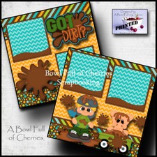 GOT DIRT boy mud 2 premade scrapbook pages layout printed paper piecing Cherry