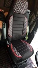 2x Noir Siège Housses Matelassé de Luxe Eco Cuir Daim pour DAF XF 2021 + Camion