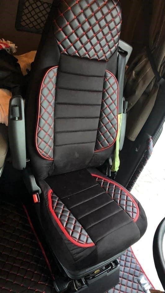 2x Negro Fundas de Asiento Acolchado Lujo Eco Piel Ante para DAF Xg / + 2021+