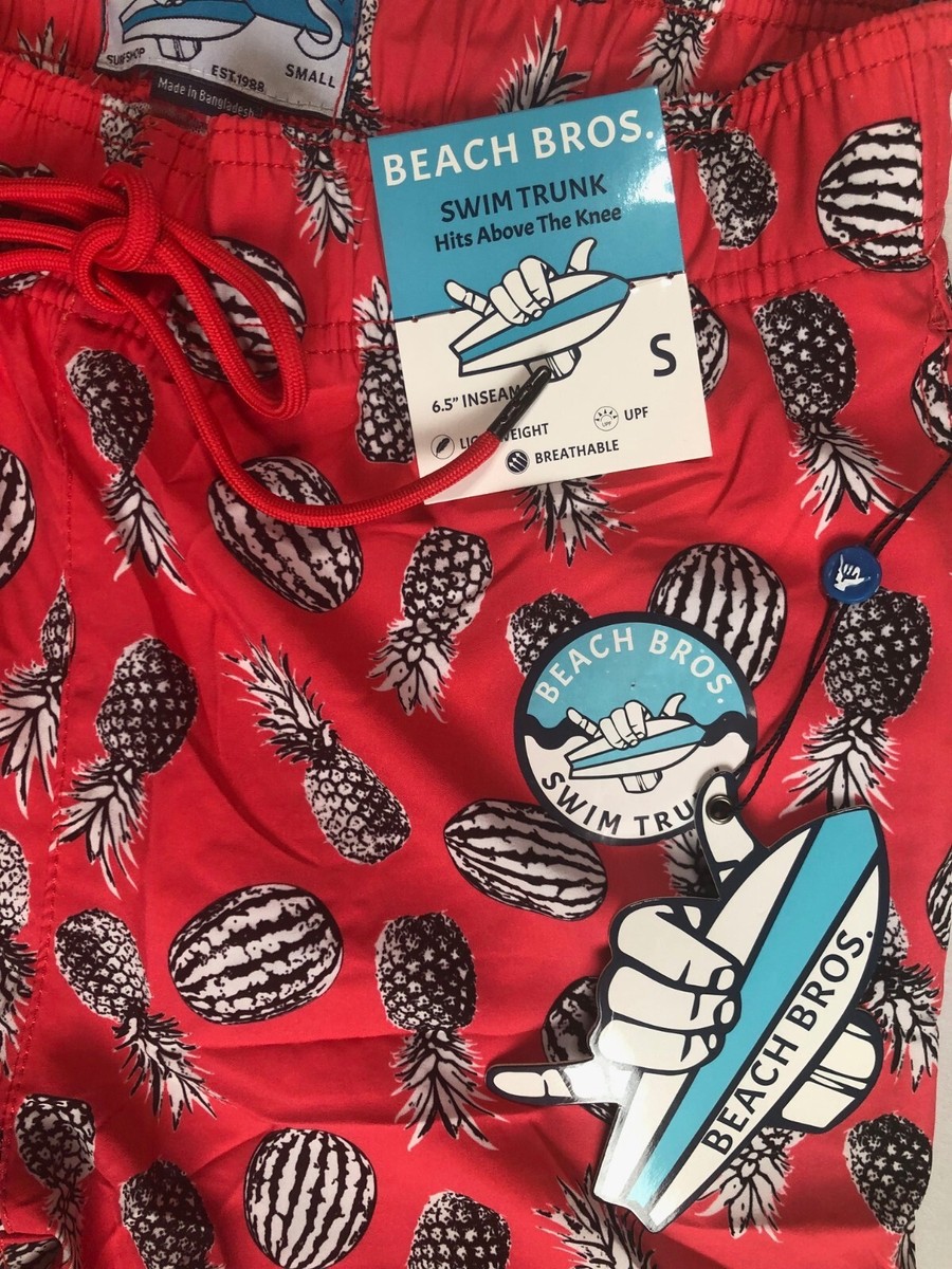Pineapple Brothers 「ザ・ビーチ」 Beach Bros Men's Bottoms Tropical Pineapple Lined Swim Trunks Size