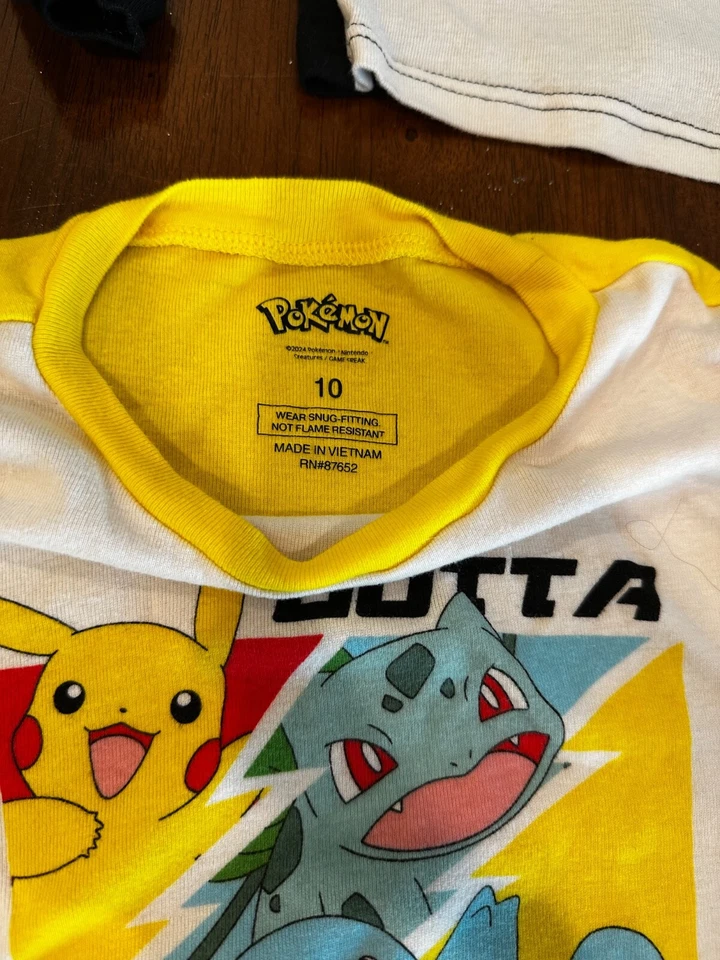 Kids Pokemon Pajamas lot of 3 shirts, two pants size 10 - Image 4 of 4