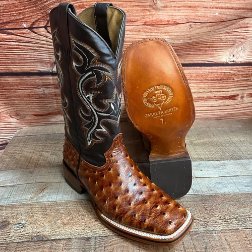 Men Ostrich Print EXOTIC cowboy SQUARE TOE Boots Botas Hombre Avestruz Vaquera - Picture 10 of 25