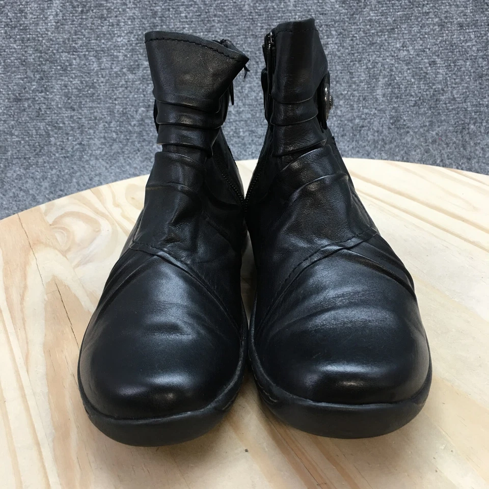 Earth Boots Womens 6 D Thyme Ankle Bootie Black Leather Comfort Casual Round Toe - Image 4 of 4