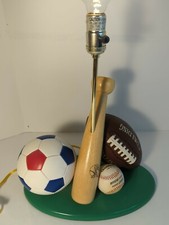 Vintage 90's Sports Kid Spalding Baseball Football Soccer Lamp Works Super Nice!