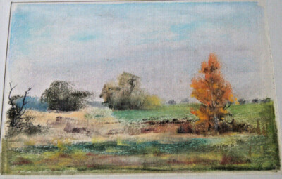 ::FRANZ EHMKE * 1928-2018 GDR PAINTER ° AUTUMNAL FIELD LANDSCAPE WITH TREES 