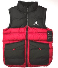 Nike Air Jordan Kid's Youth Blocked Down Vest Jacket Size L Gym Red Black White