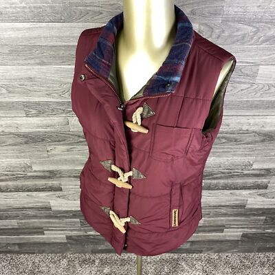 LEGENDARY WHITETAILS Zip & Snap Toggle Buttons Maroon Quilted Vest Women's Small