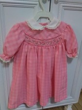 Hand Smocked Embelished Vintage Toddler Child Party Easter Dress - EUC - 1970's