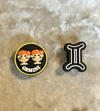 Gemini Star sign Astrology Zodiac 2x Croc charms bundle