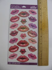 Sticko Stickers KISS LIPS Prismatic 21 Pieces NOS